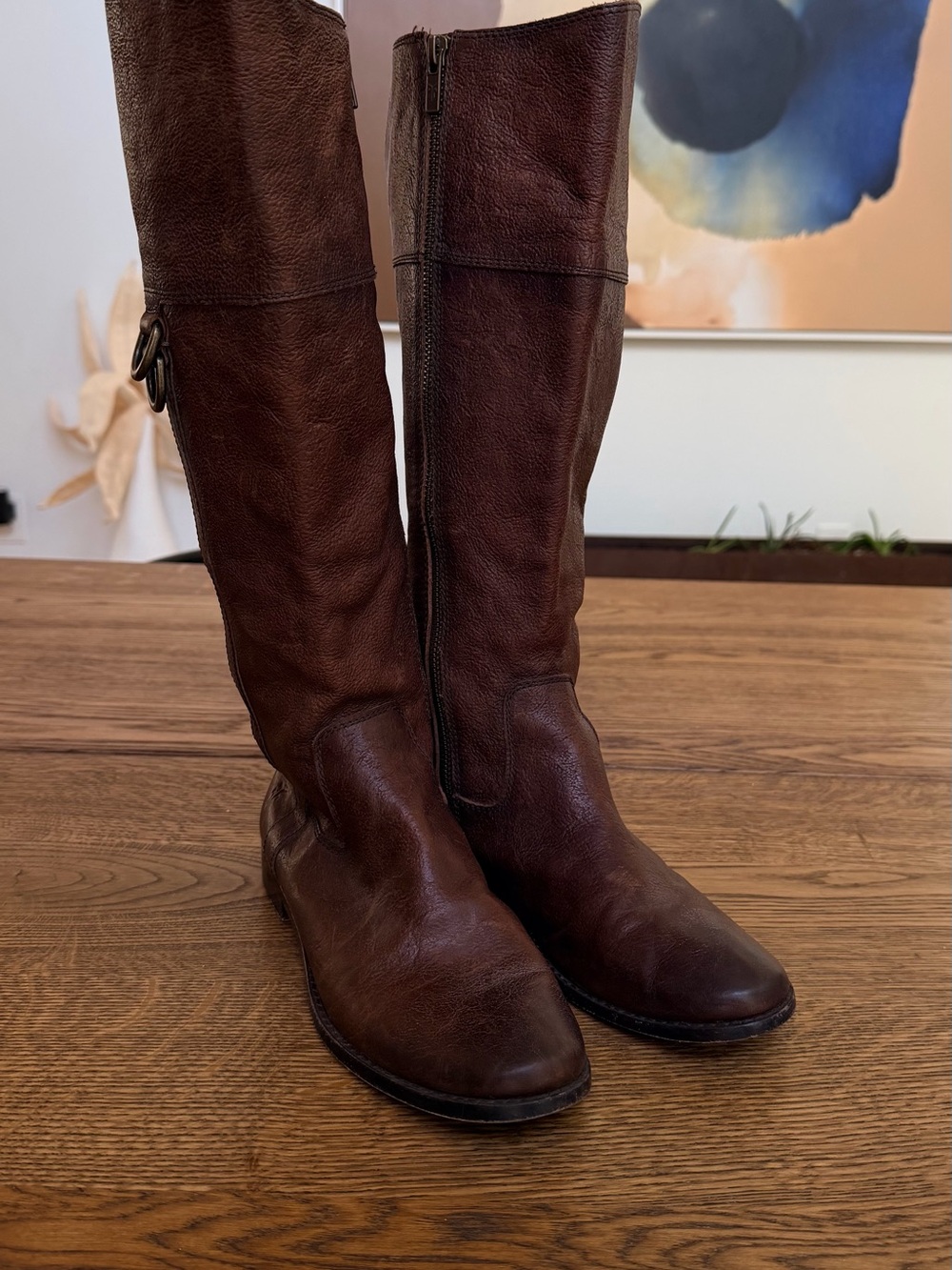 Frye Anna D-Ring Classic Tall Leather Riding Boots - Brown